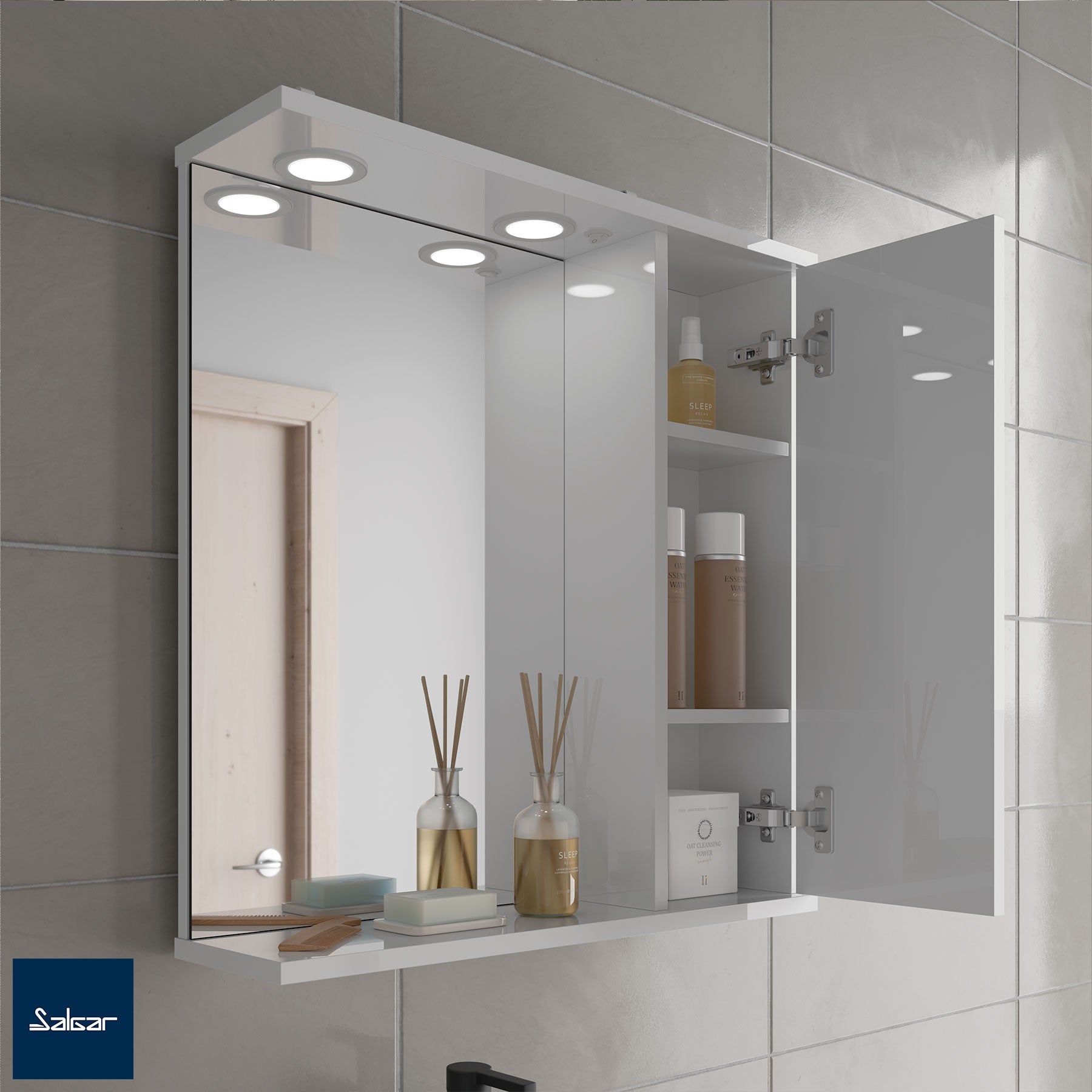 Armario LOIRA 600 1 puerta cristal - BañoClick