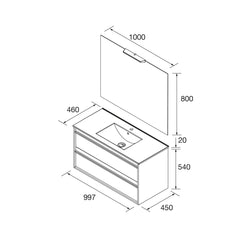 Conjunto mueble de baño ATTILA 100 cm - 2 cajones (MLEA) - BañoClick