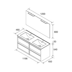 Conjunto mueble de baño ATTILA - 120 - 140 cm - 4 cajones (MLEA) - BañoClick