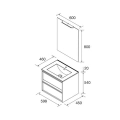 Conjunto mueble de baño ATTILA 70 cm - 2 cajones (MLEA) - BañoClick