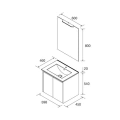 Conjunto mueble de baño NOJA 60 cms - 2 PUERTAS (MLEA) - BañoClick