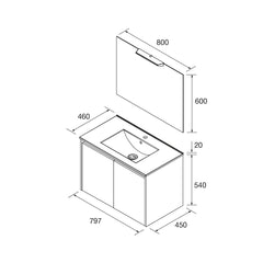 Conjunto mueble de baño NOJA 80 cms - 2 PUERTAS (MLEA) - BañoClick