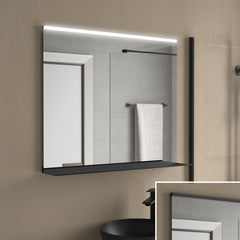 Espejo BECKET 800 horizontal con aplique negro de luz led - BañoClick