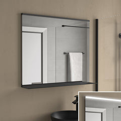 Espejo BECKET 800 horizontal con aplique negro de luz led - BañoClick