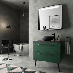 Lavabo de posar LOKUM porcelana negra mate sin sifón ni desagüe clicker Ø 380 x 140 mm - BañoClick
