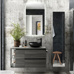Lavabo de posar LOKUM porcelana negra mate sin sifón ni desagüe clicker Ø 380 x 140 mm - BañoClick