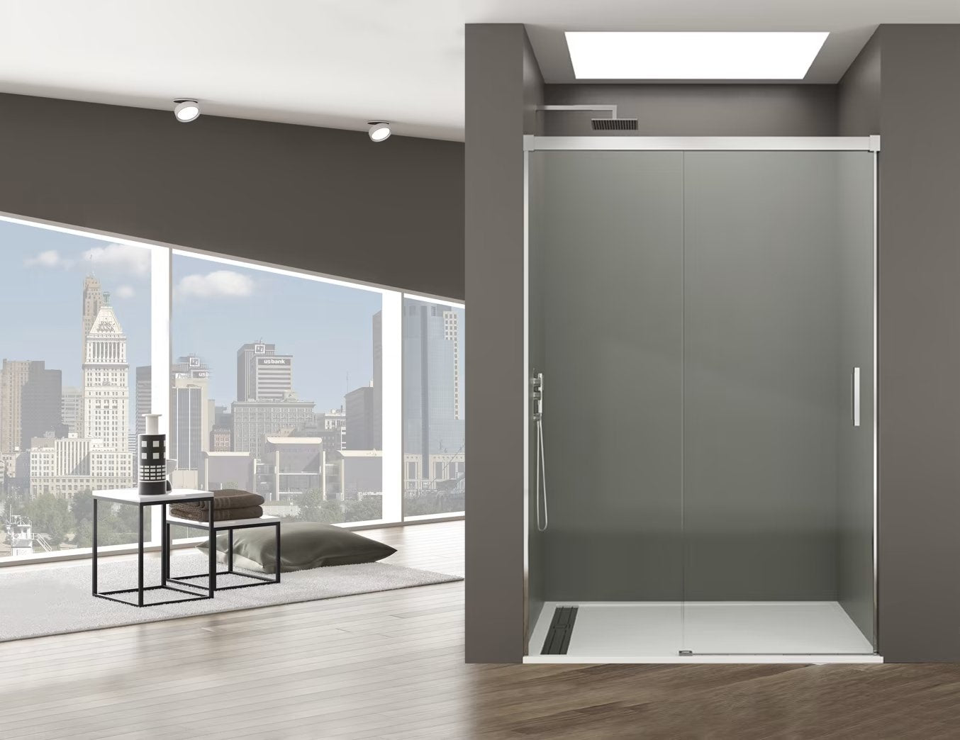 Mampara de Ducha - BASIC - 1 FIJO + 1 PUERTA CORREDERA - BañoClick