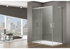 Mampara de Ducha - BASIC ANGULAR 2 FIJOS + 2 PUERTAS CORREDERAS - BañoClick