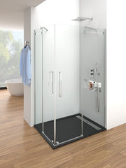 Mampara de Ducha VETRUM ANGULAR - 2 FIJOS + 2 CORREDERAS - BañoClick