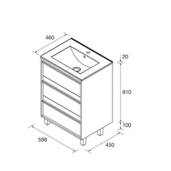 Mueble de baño ATTILA 600 3 cajones - (ML) - BañoClick
