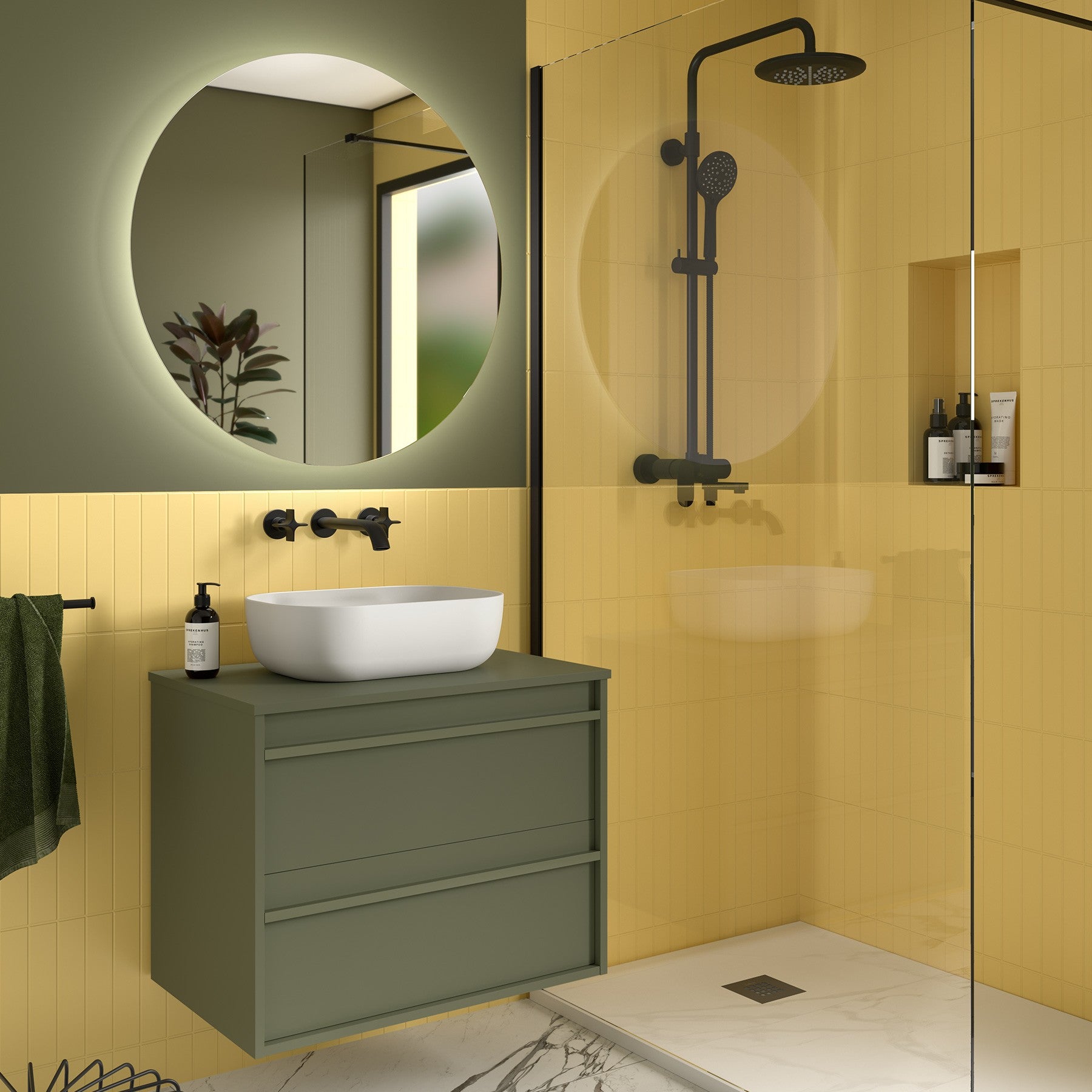 Mueble de baño ATTILA 700 2 cajones Encimera (Lavabo no incluido) - BañoClick