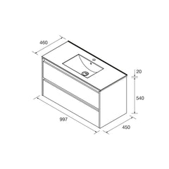 Mueble de baño NOJA 100 cm - 2 CAJONES + LAVABO - BañoClick