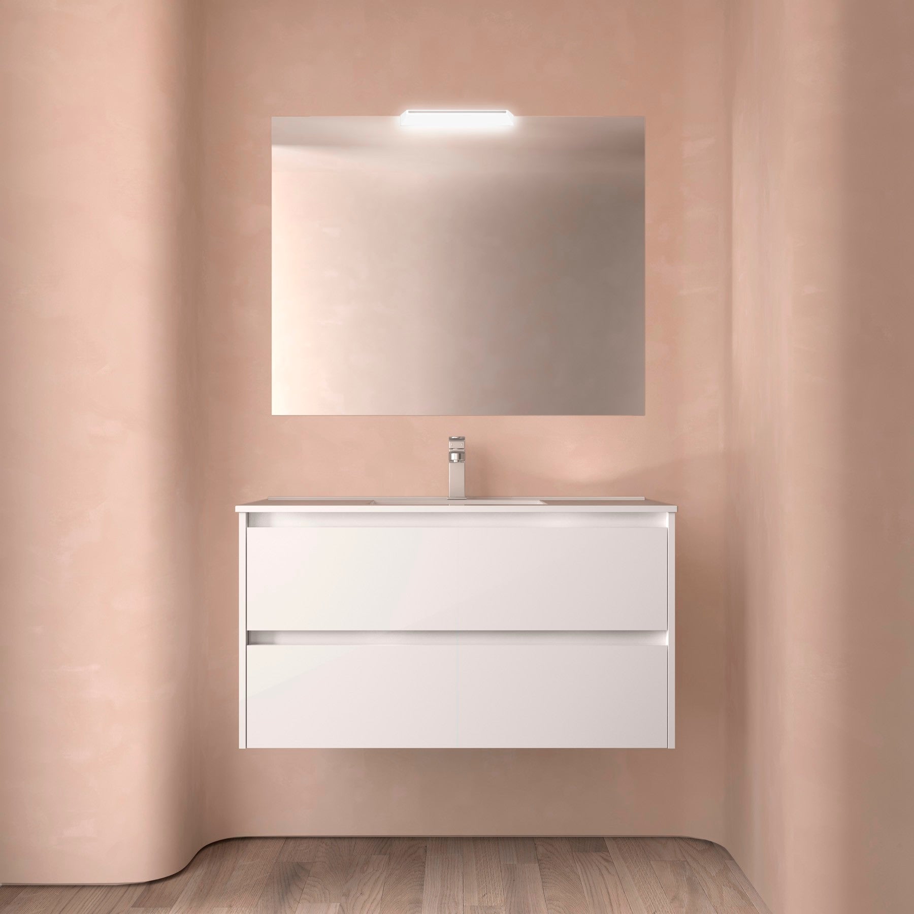 Mueble de baño NOJA 100 cm - 2 CAJONES + LAVABO - BañoClick