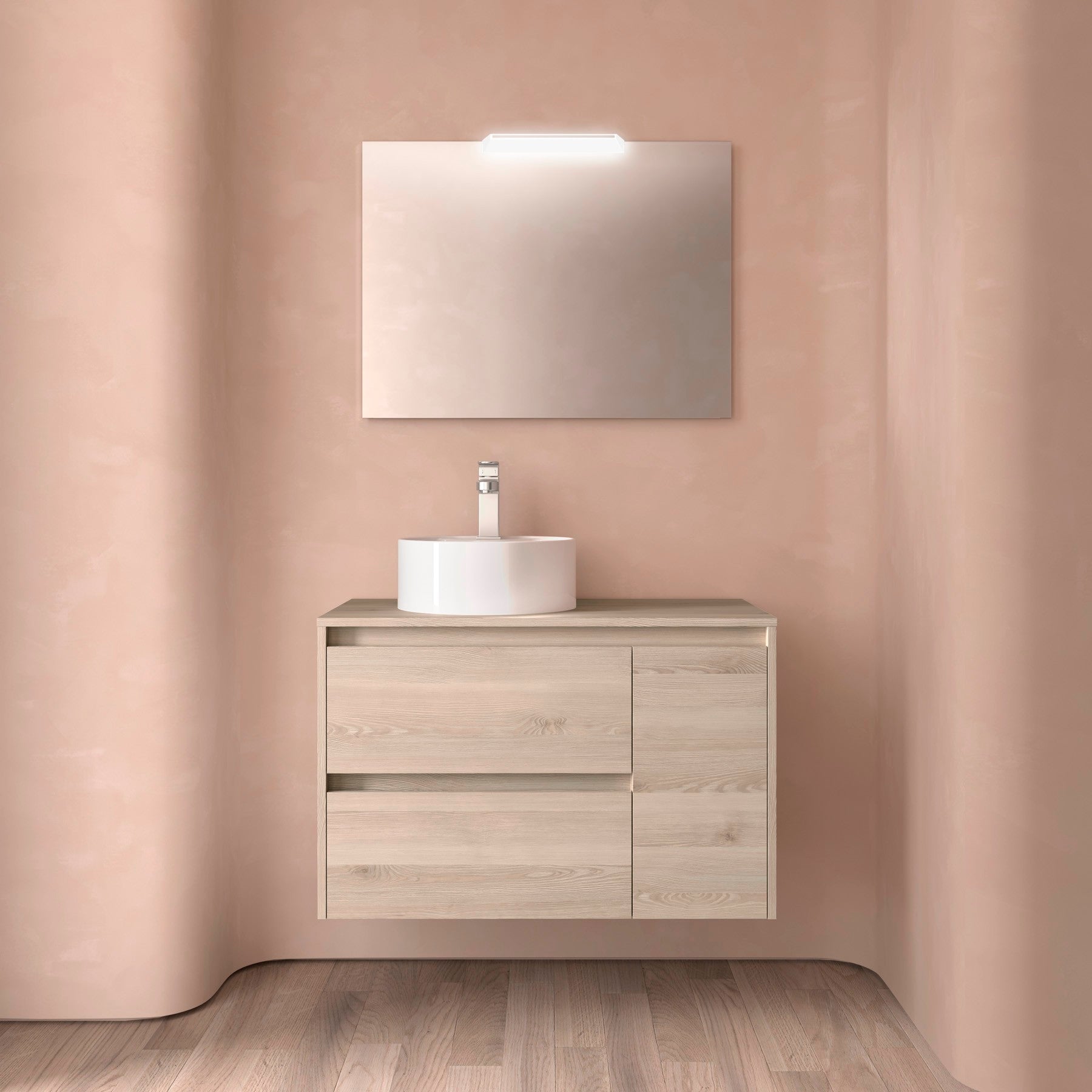 Mueble de baño NOJA 850 2 cajones y 1 puerta derecha - Encimera - BañoClick