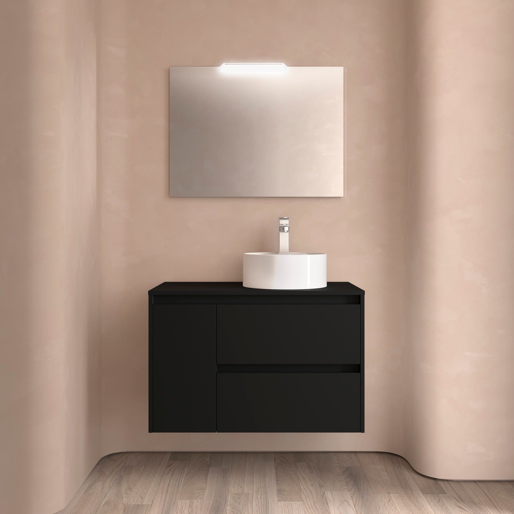 Mueble de baño NOJA 850 2 cajones y 1 puerta izquierda - Encimera - BañoClick