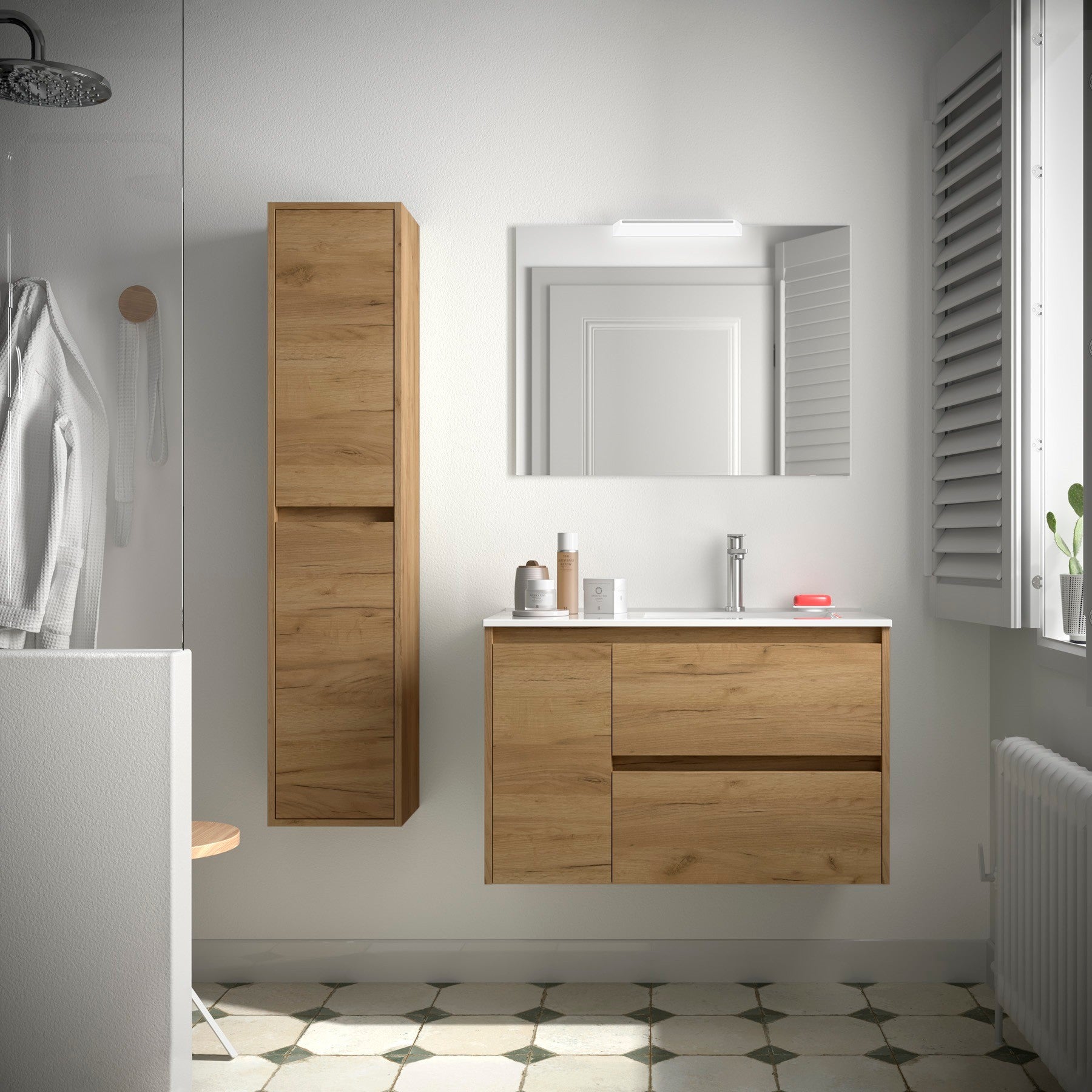 Mueble de baño NOJA 850 2 cajones y 1 puerta izquierda - Lavabo - BañoClick
