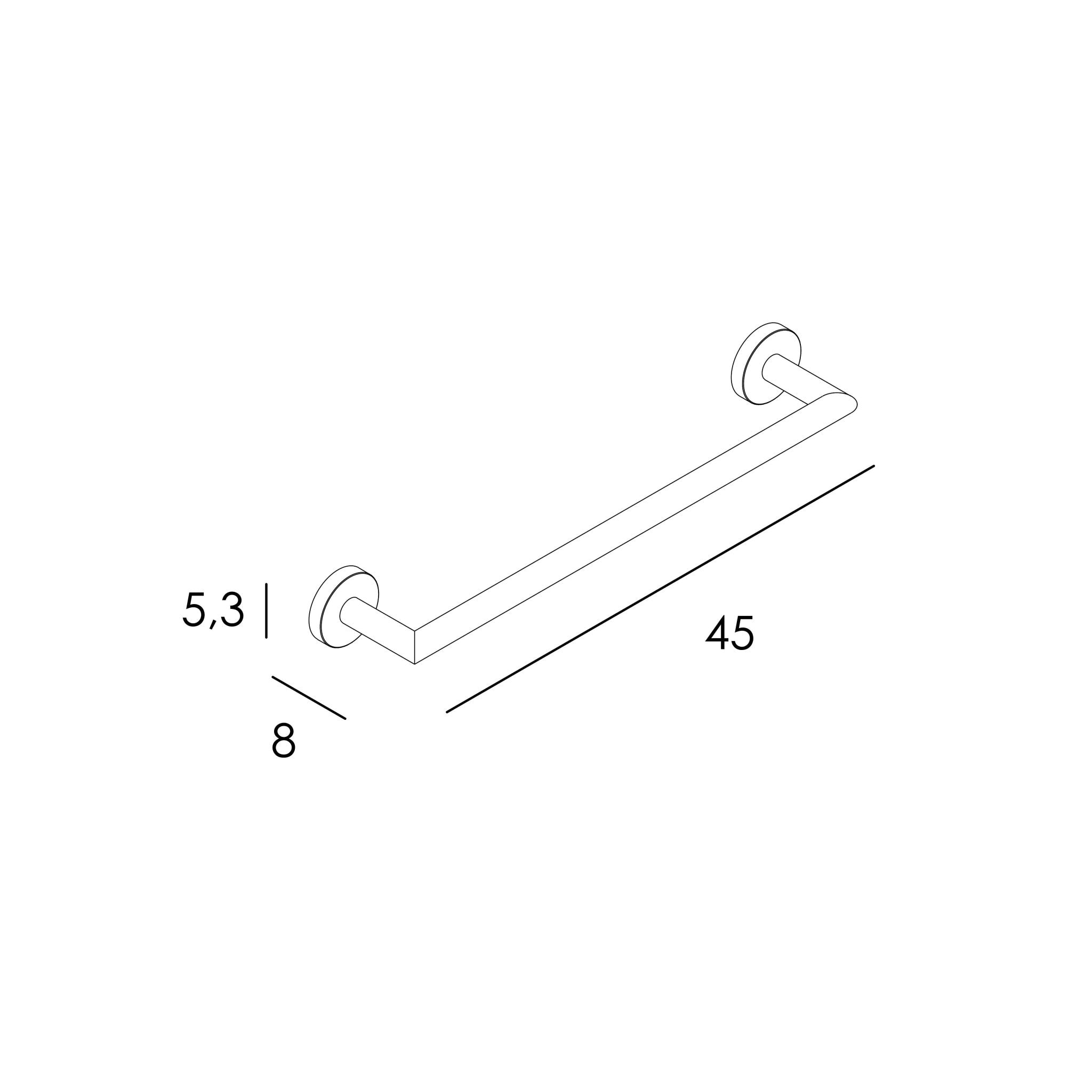 TOALLERO BARRA 45 cm - NEGRO MATE. - BañoClick