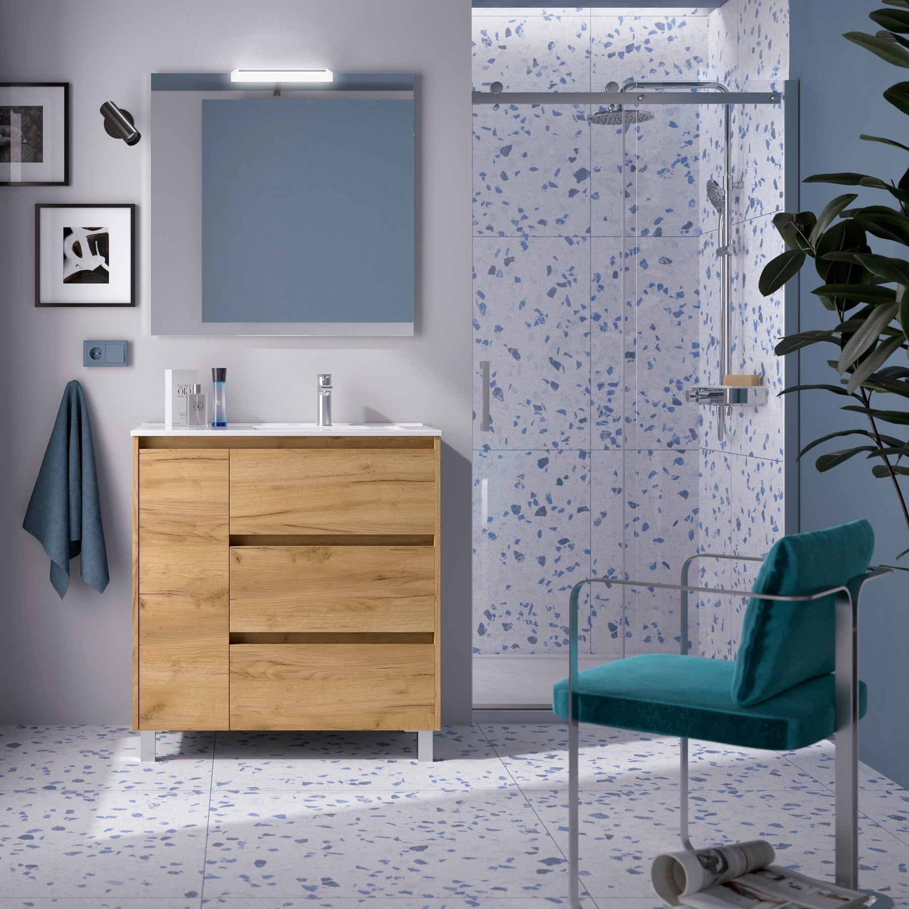 Mueble de baño NOJA 850 3 cajones y 1 puerta izquierda - BañoClick
