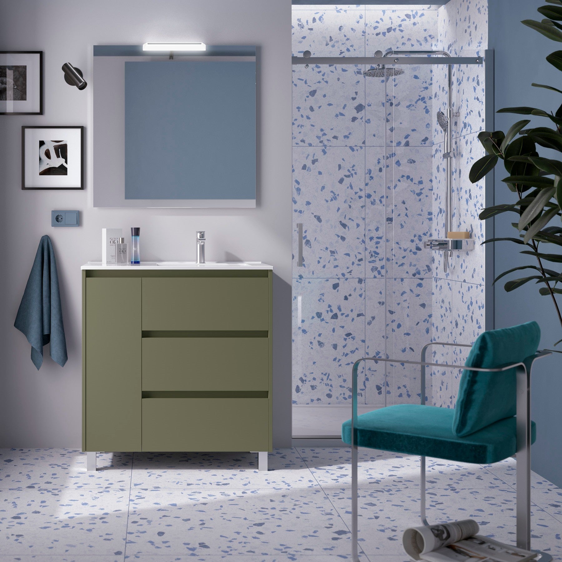 Mueble de baño NOJA 850 3 cajones y 1 puerta izquierda - BañoClick