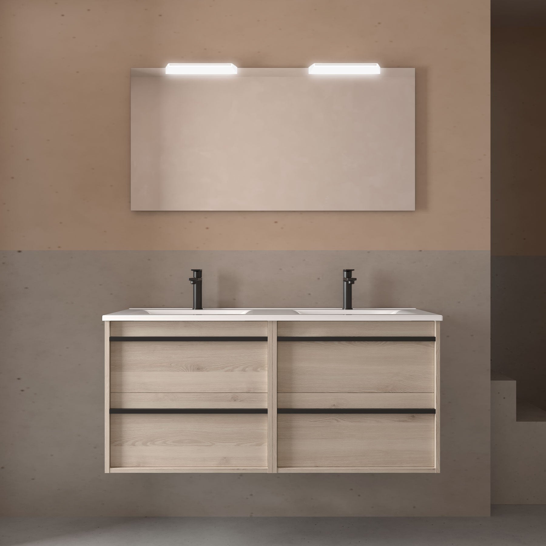 Conjunto mueble de baño ATTILA - 120 - 140 cm - 4 cajones (MLEA) - BañoClick