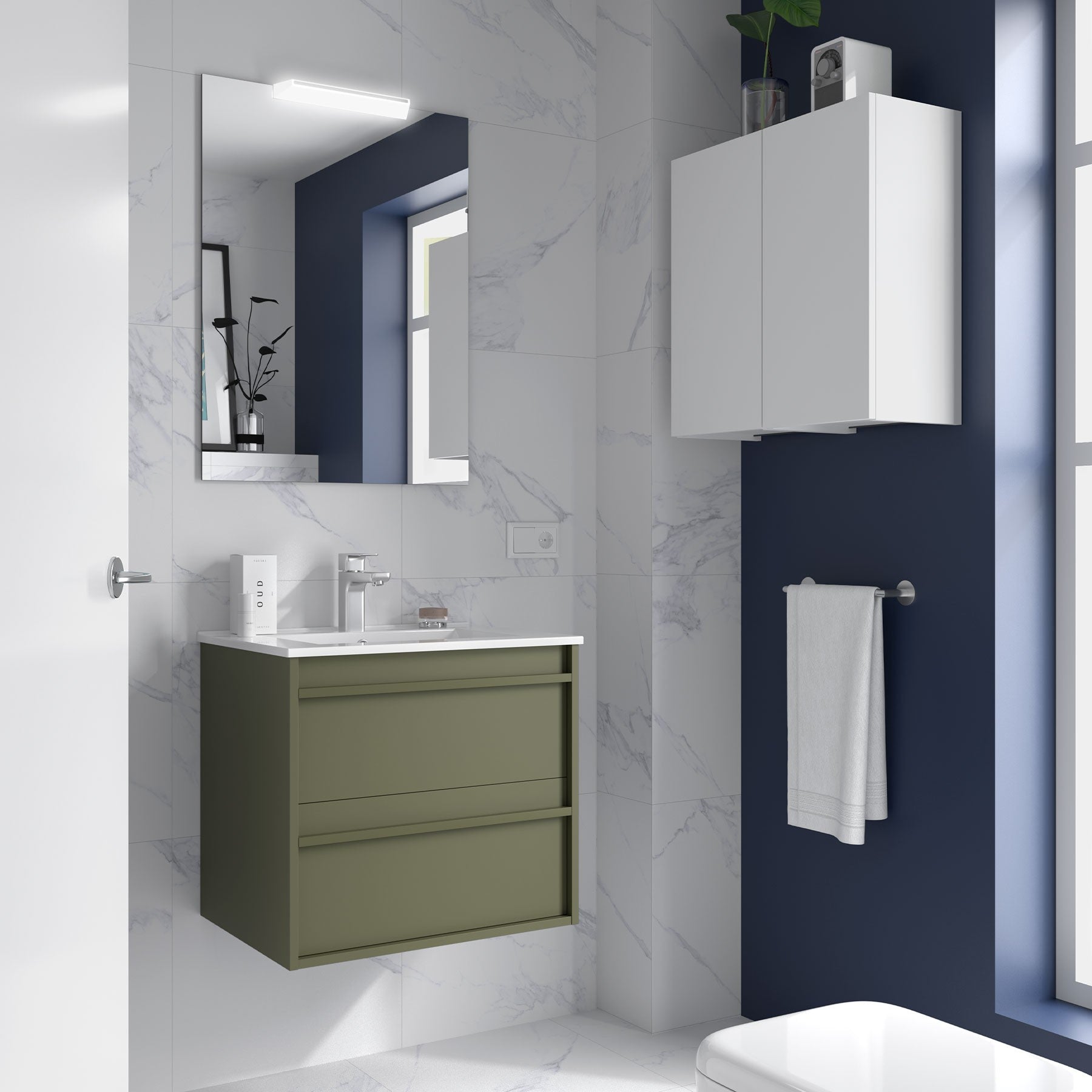 Conjunto mueble de baño ATTILA 70 cm - 2 cajones (MLEA) - BañoClick