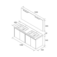 Conjunto mueble de baño NOJA 140cms - 4 PUERTAS (MLEA) - BañoClick
