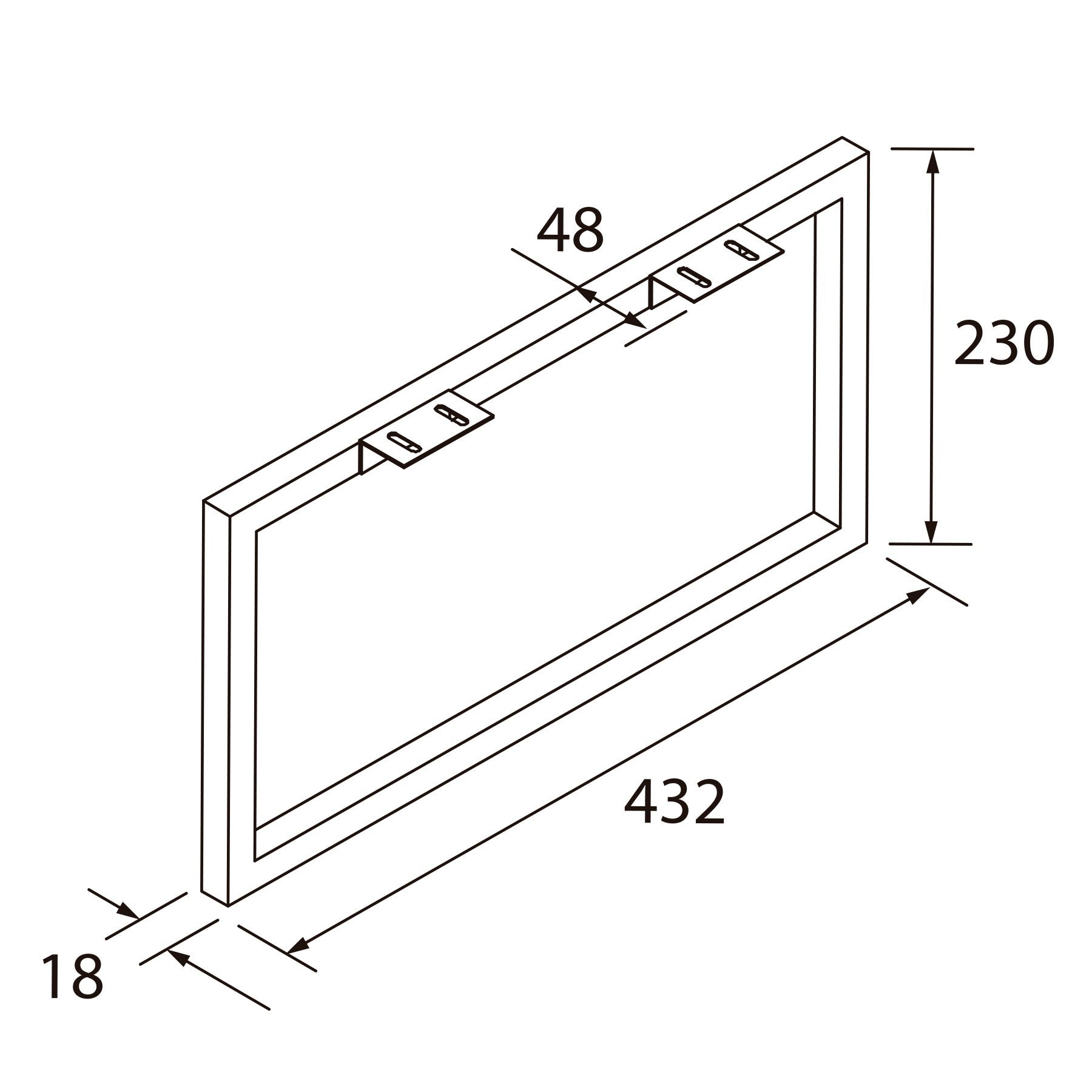 Juego de 2 patas marco negro mate 230x432 mm - BañoClick