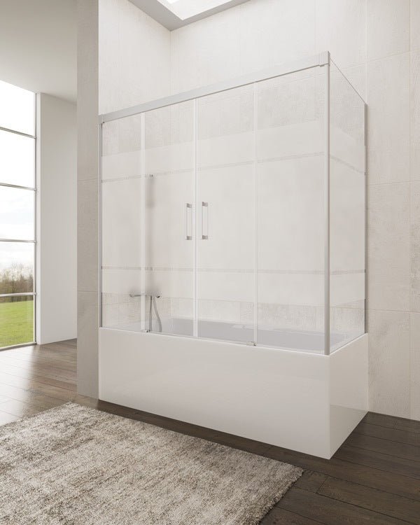 Mampara d Bañera - BASIC SPAZIO - 2 FIJOS + 2 PUERTAS CORREDERAS - BañoClick