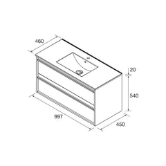 Mueble de baño ATTILA 1000 2 cajones - BañoClick