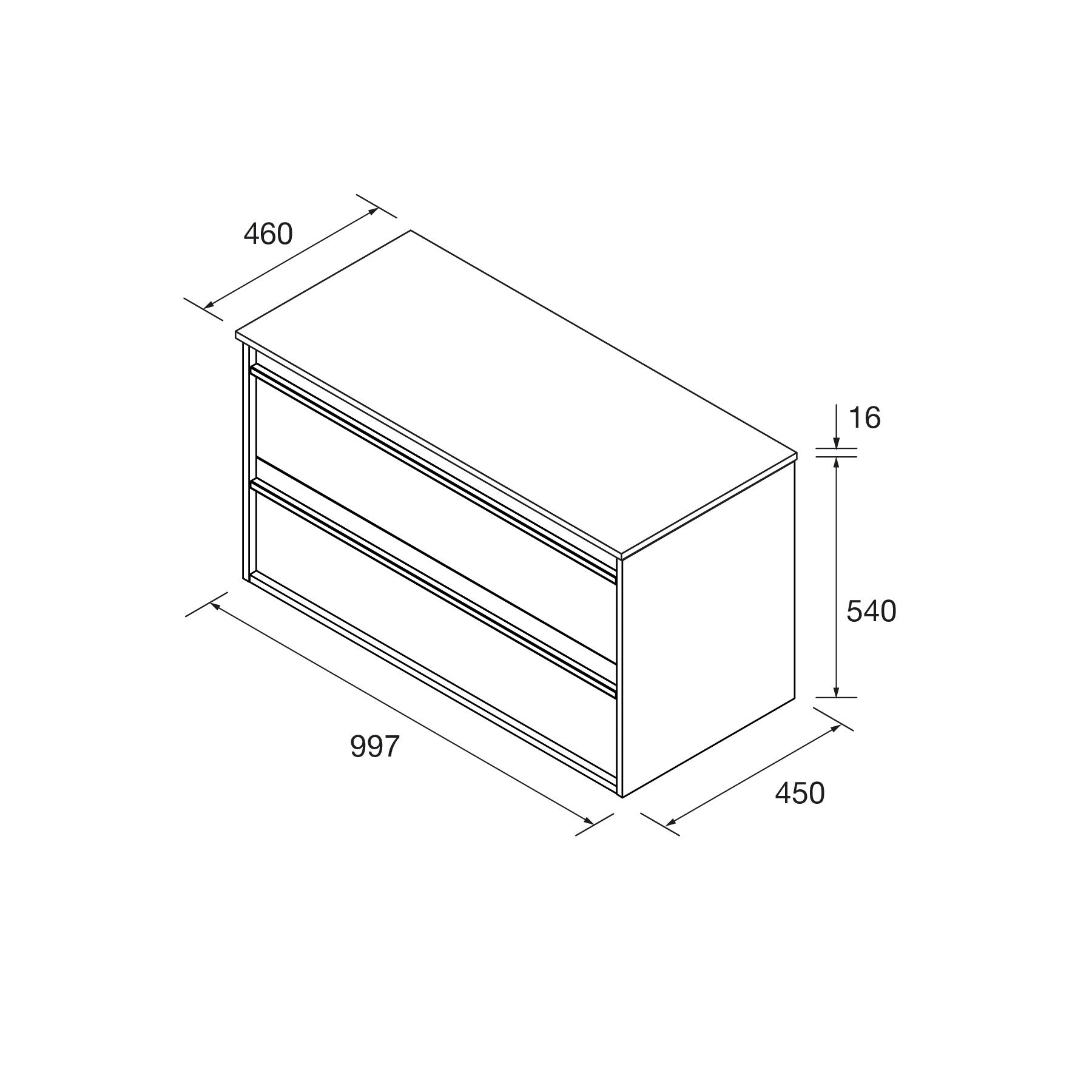 Mueble de baño ATTILA 1000 2 cajones - Encimera - BañoClick
