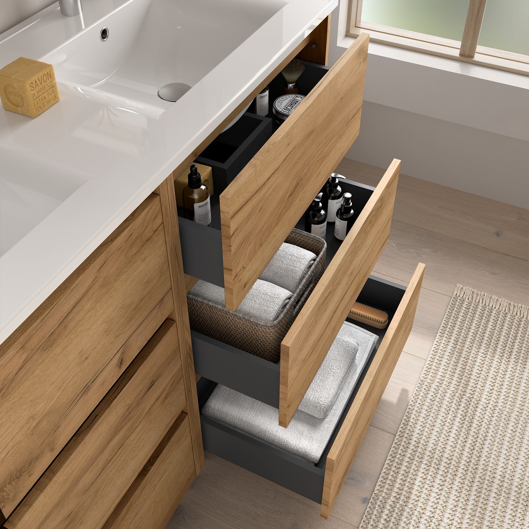Mueble de baño ATTILA 1000 2 cajones (MLEA) - BañoClick