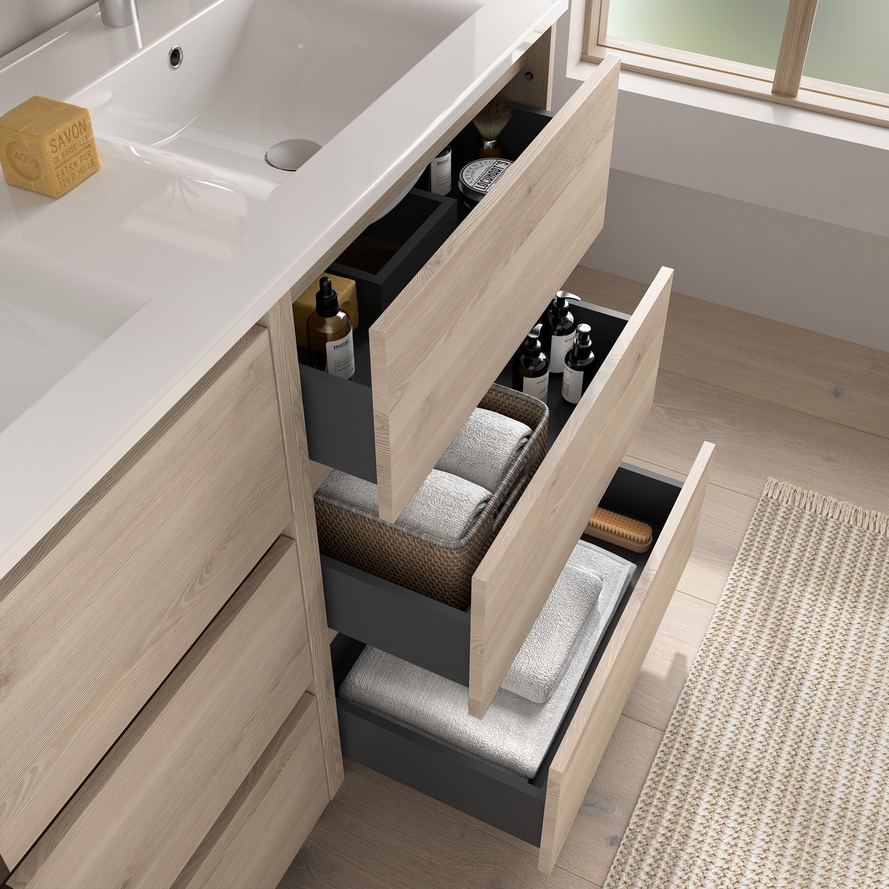 Mueble de baño ATTILA 1000 2 cajones (MLEA) - BañoClick