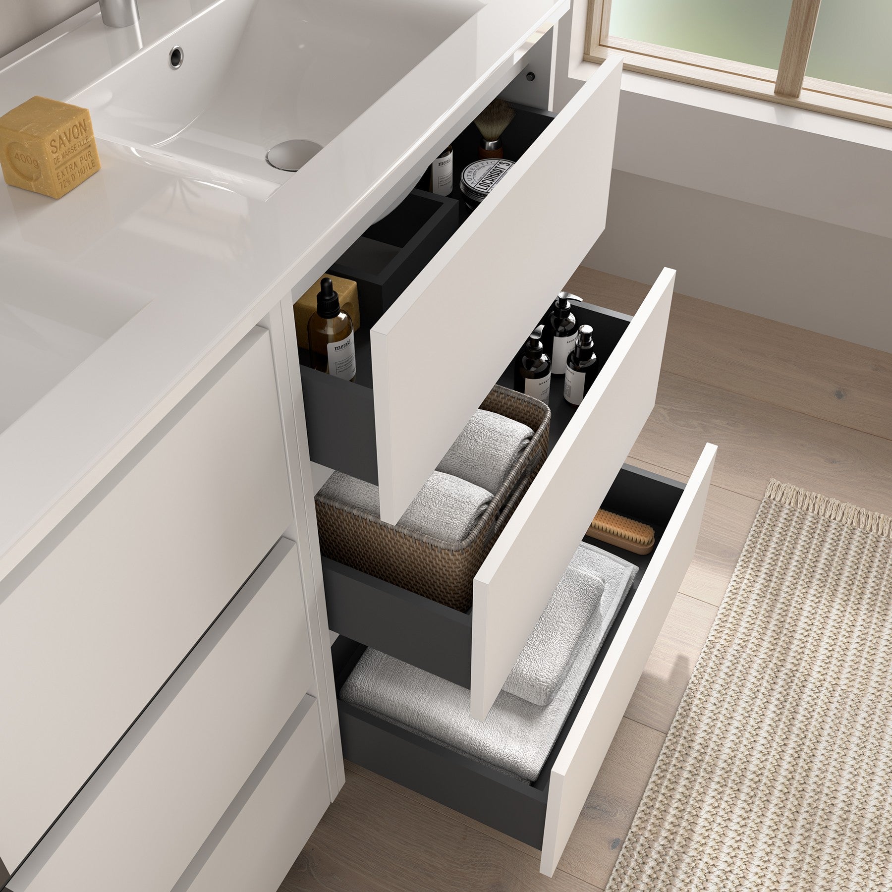 Mueble de baño ATTILA 1000 2 cajones (MLEA) - BañoClick