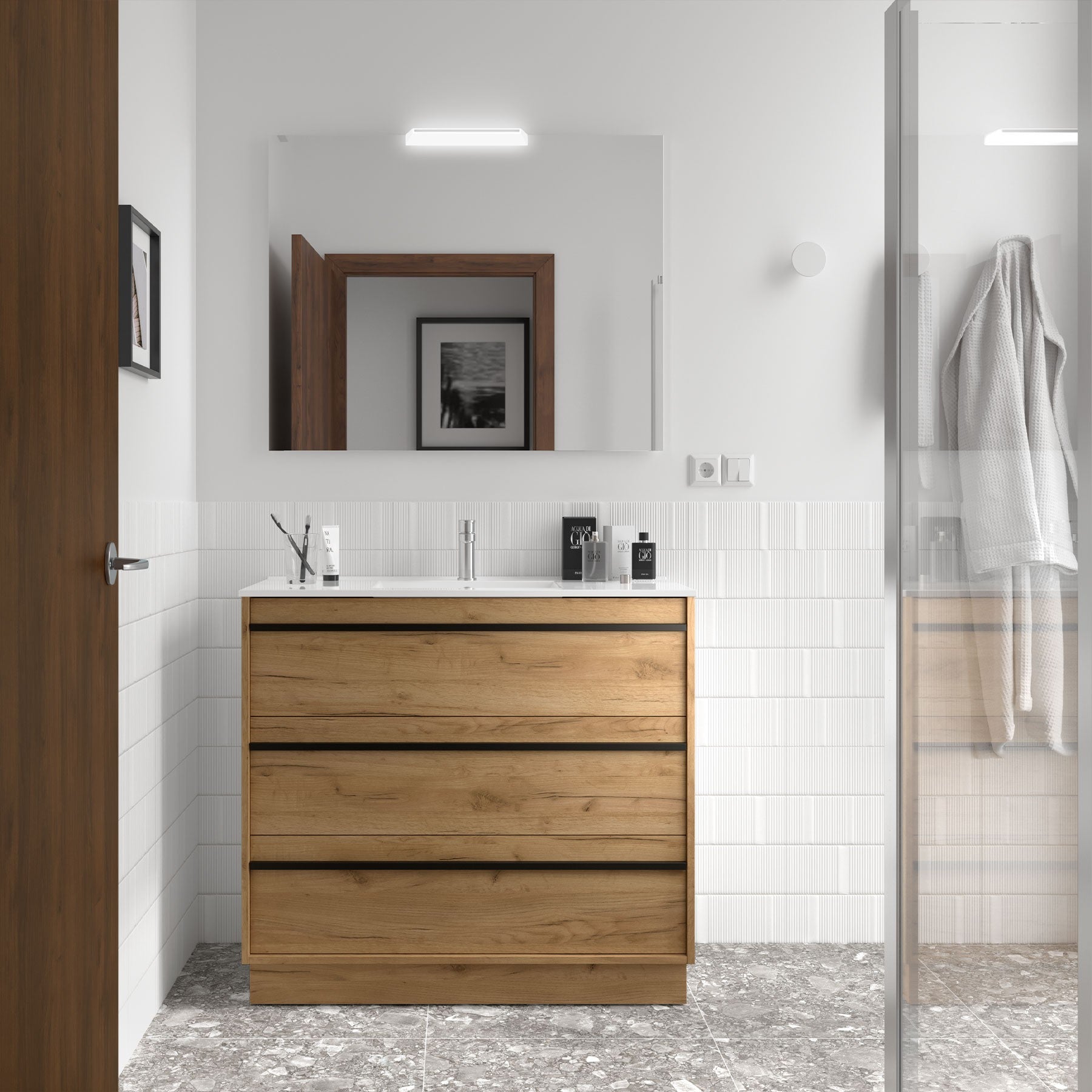 Mueble de baño ATTILA 1000 3 cajones - Lavabo - BañoClick