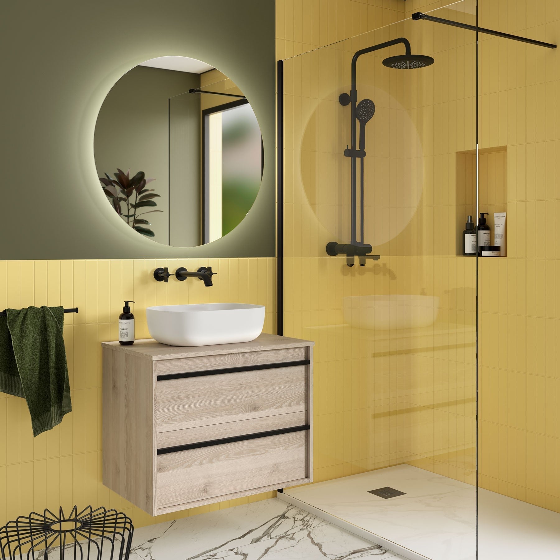 Mueble de baño ATTILA 700 2 cajones Encimera (Lavabo no incluido) - BañoClick