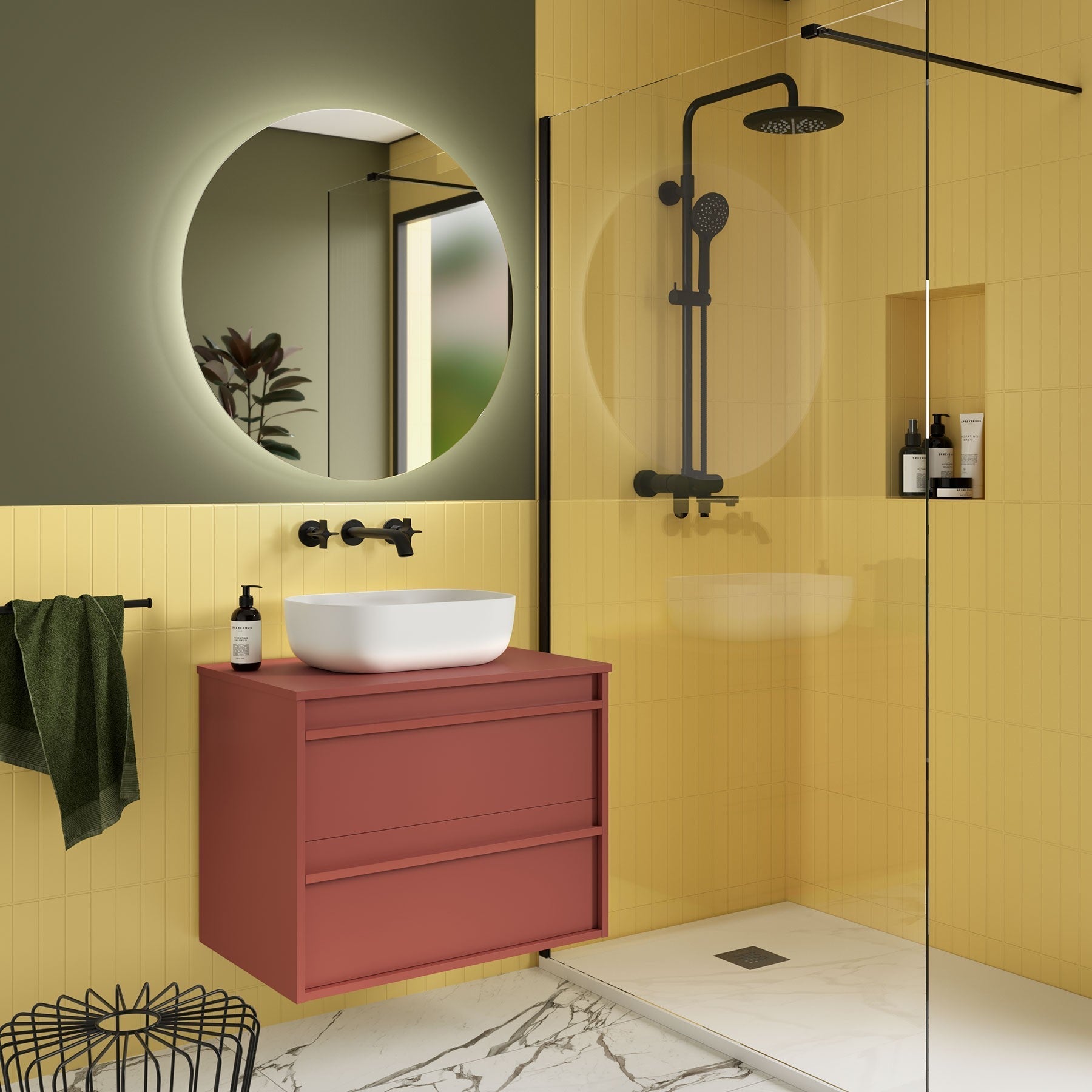 Mueble de baño ATTILA 700 2 cajones Encimera (Lavabo no incluido) - BañoClick