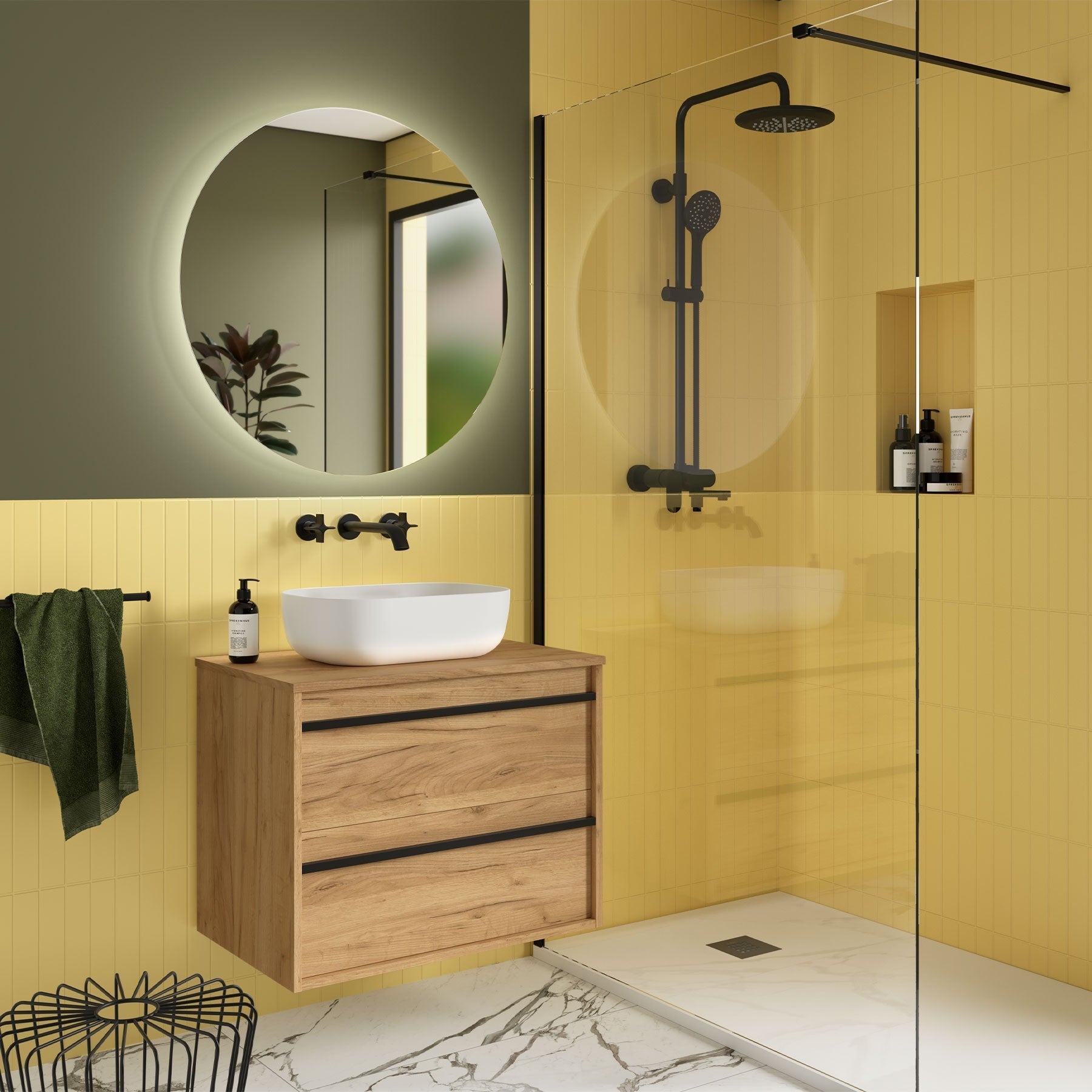 Mueble de baño ATTILA 700 2 cajones Encimera (Lavabo no incluido) - BañoClick