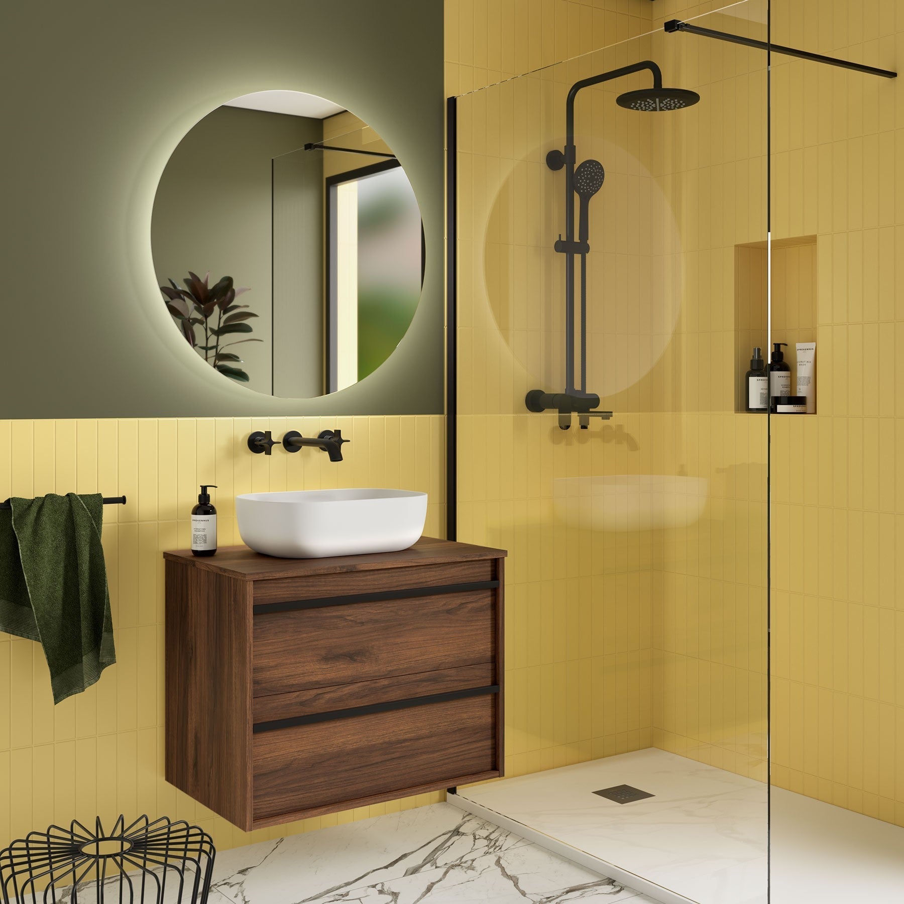 Mueble de baño ATTILA 700 2 cajones Encimera (Lavabo no incluido) - BañoClick