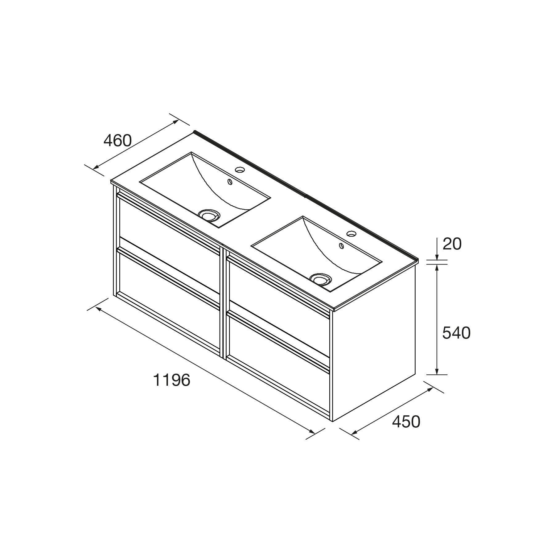 Mueble de baño ATTILA + IBERIA 1200 4 cajones - BañoClick
