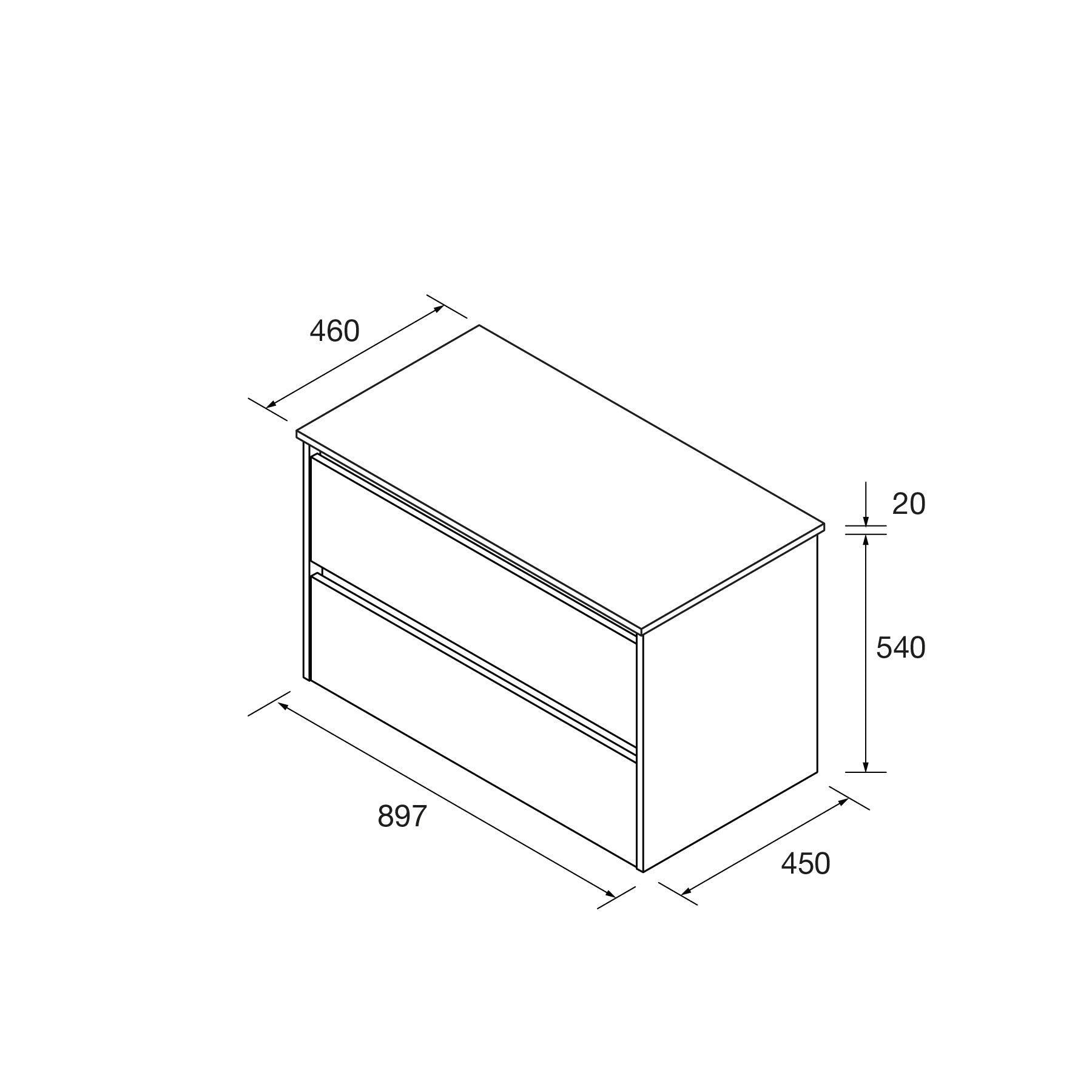 Mueble de baño NOJA 100 cm - 2 CAJONES - ENCIMERA - BañoClick