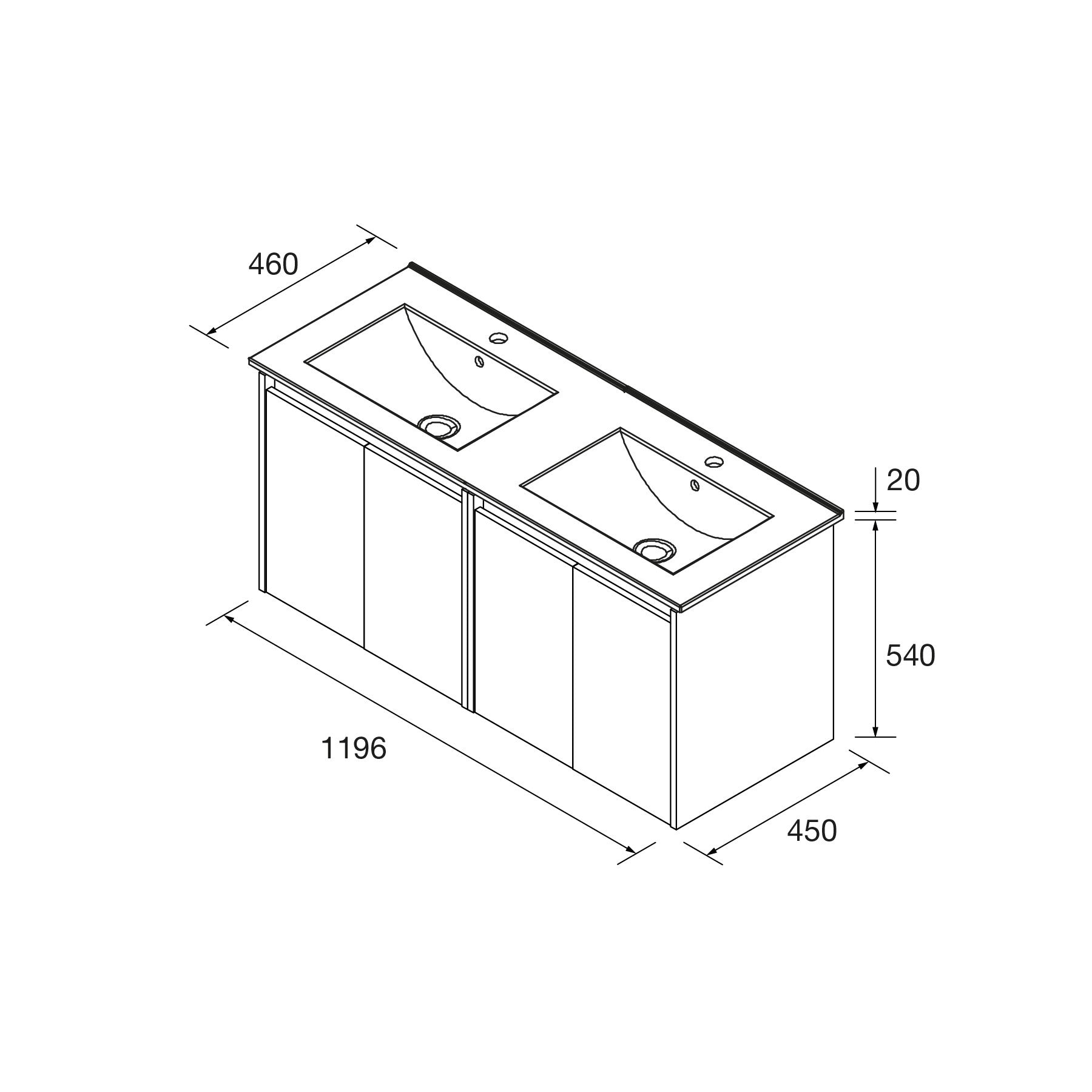 Mueble de baño NOJA 120 140 cms - 4 PUERTAS - LAVABO - BañoClick