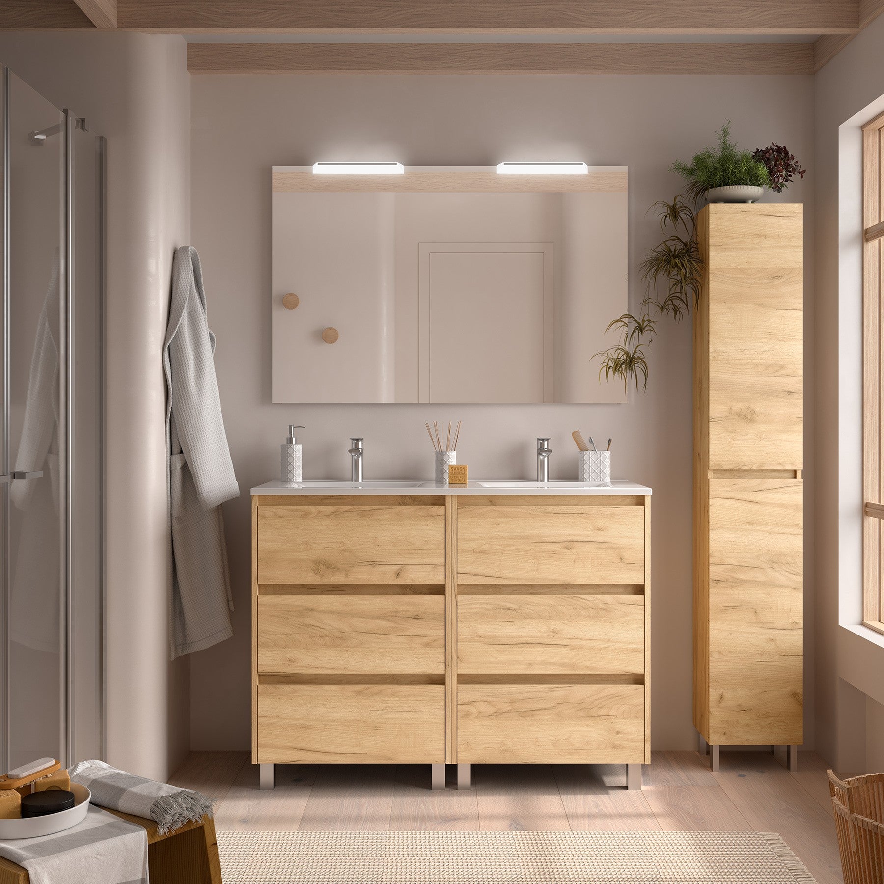 Mueble de baño NOJA 120 cm - 6 CAJONES - LAVABO - BañoClick