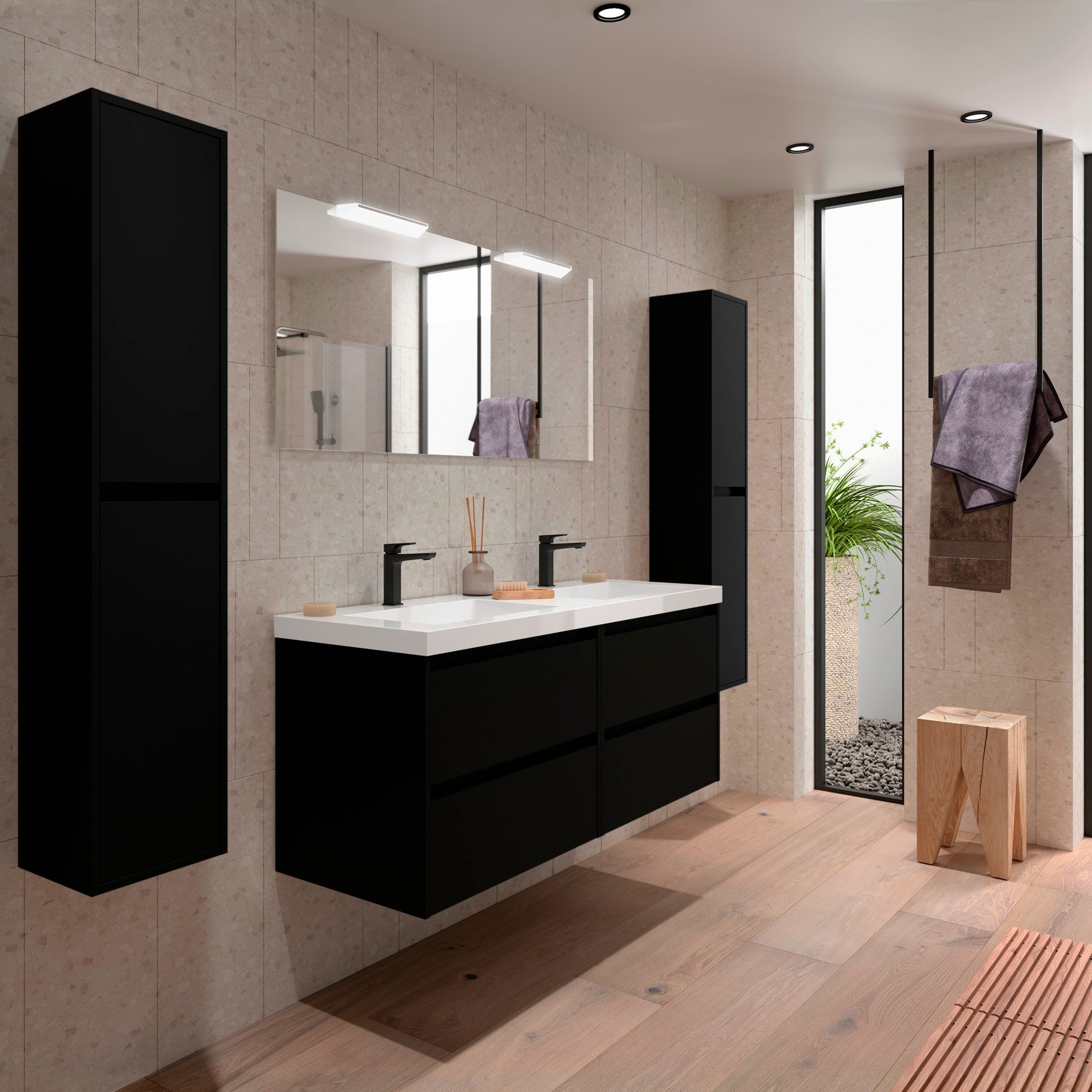 Mueble de baño NOJA 140 cm - 4 CAJONES - LAVABO - BañoClick