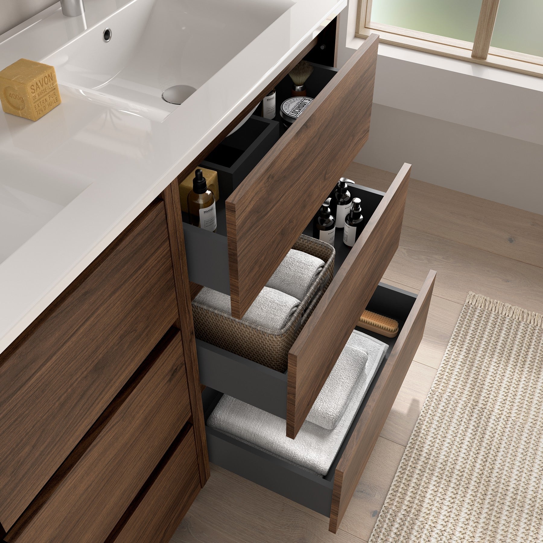 Mueble de baño NOJA 600 3 cajones - Lavabo - BañoClick