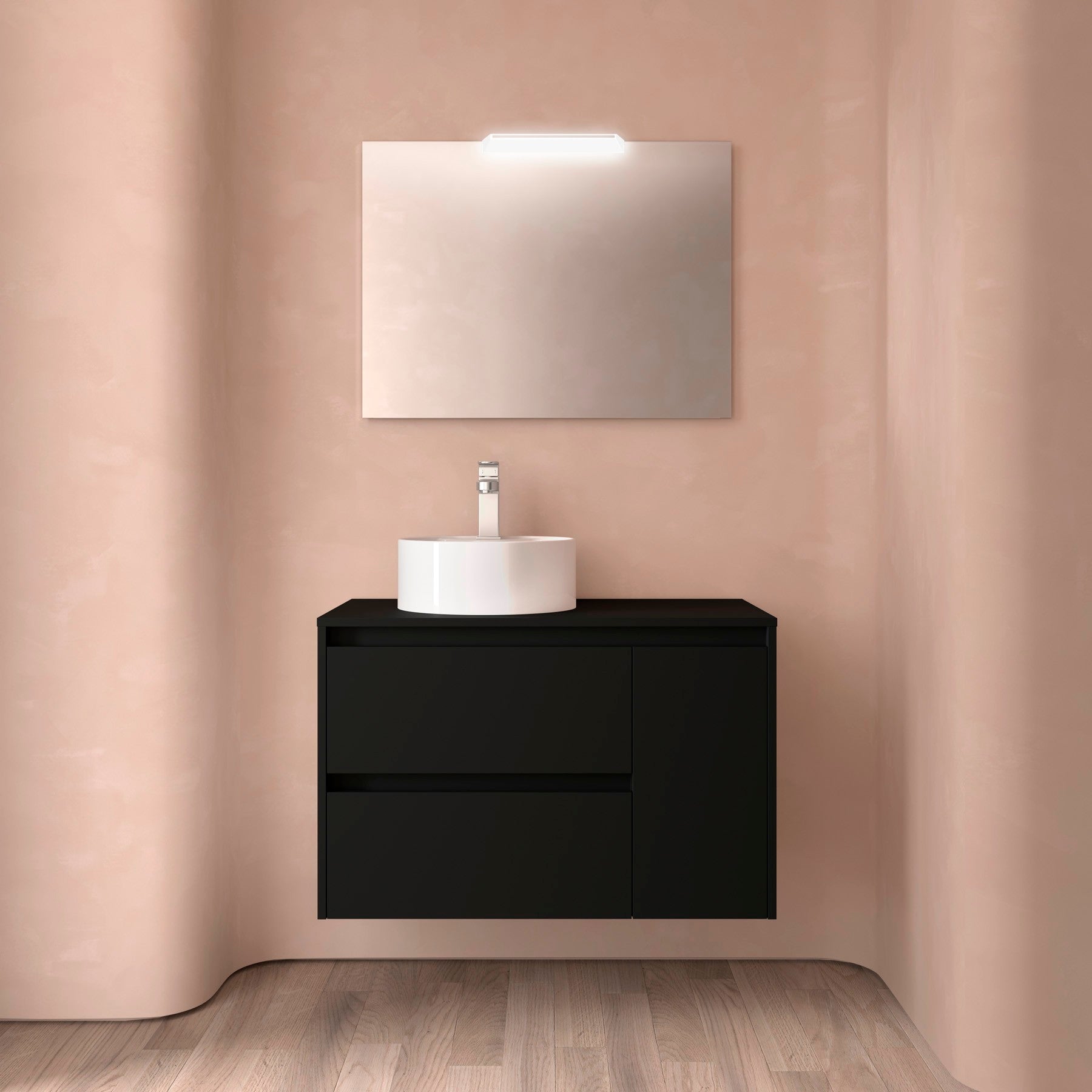 Mueble de baño NOJA 850 2 cajones y 1 puerta derecha - Encimera - BañoClick