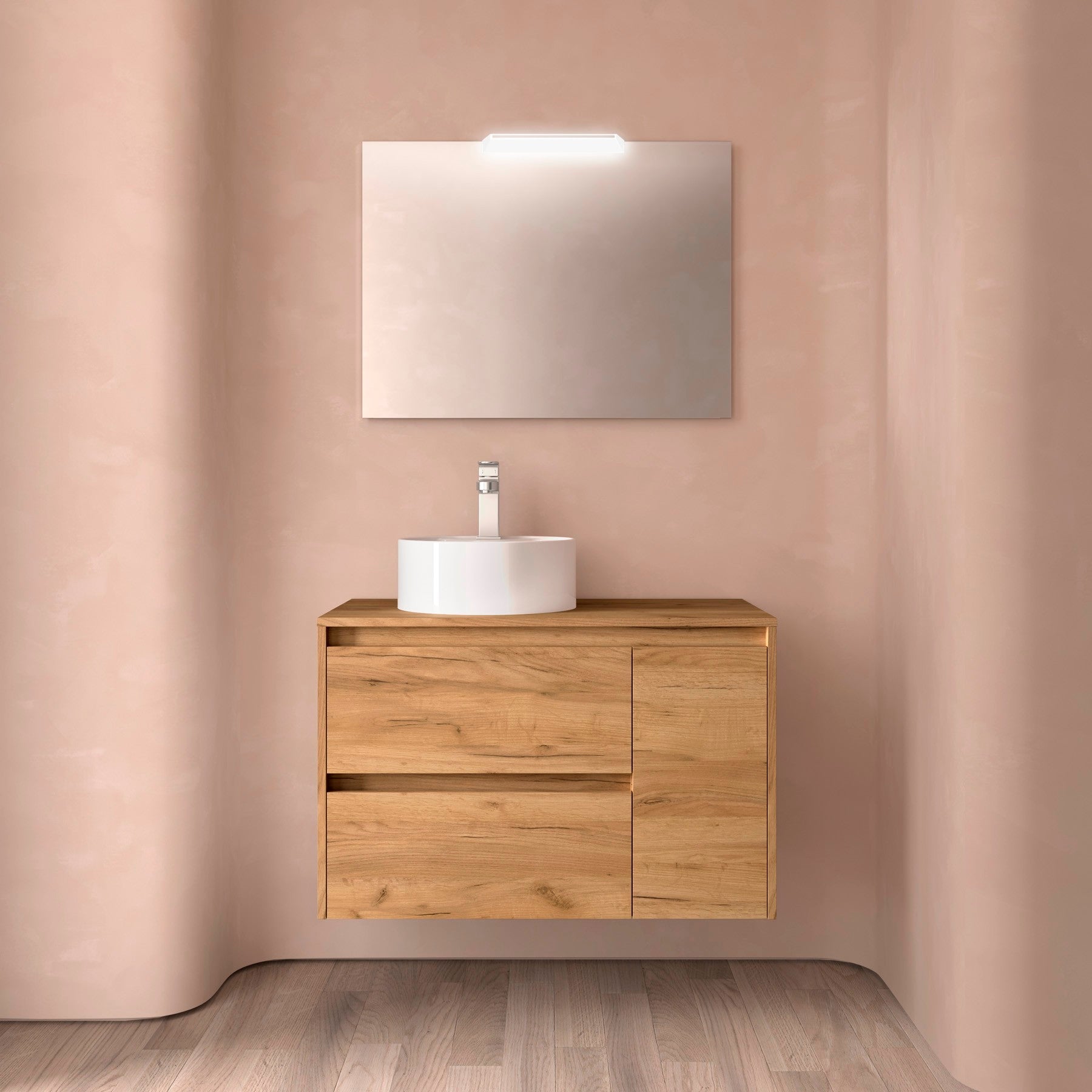 Mueble de baño NOJA 850 2 cajones y 1 puerta derecha - Encimera - BañoClick