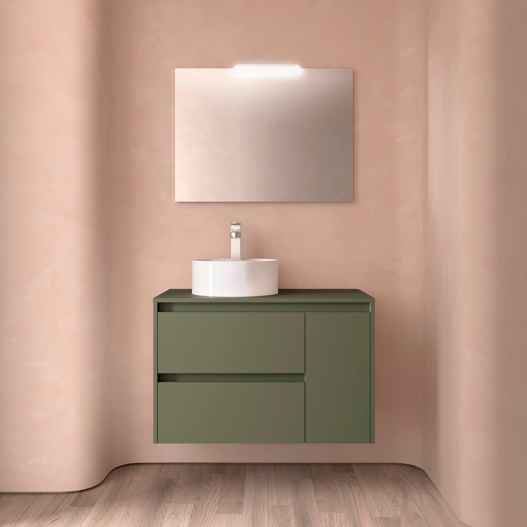 Mueble de baño NOJA 850 2 cajones y 1 puerta derecha - Encimera - BañoClick
