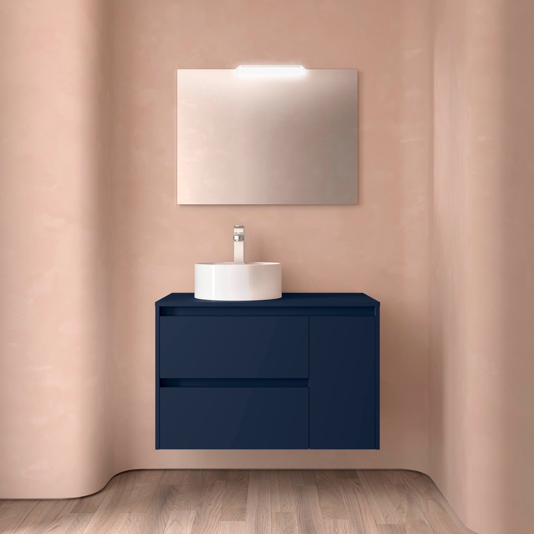 Mueble de baño NOJA 850 2 cajones y 1 puerta derecha - Encimera - BañoClick