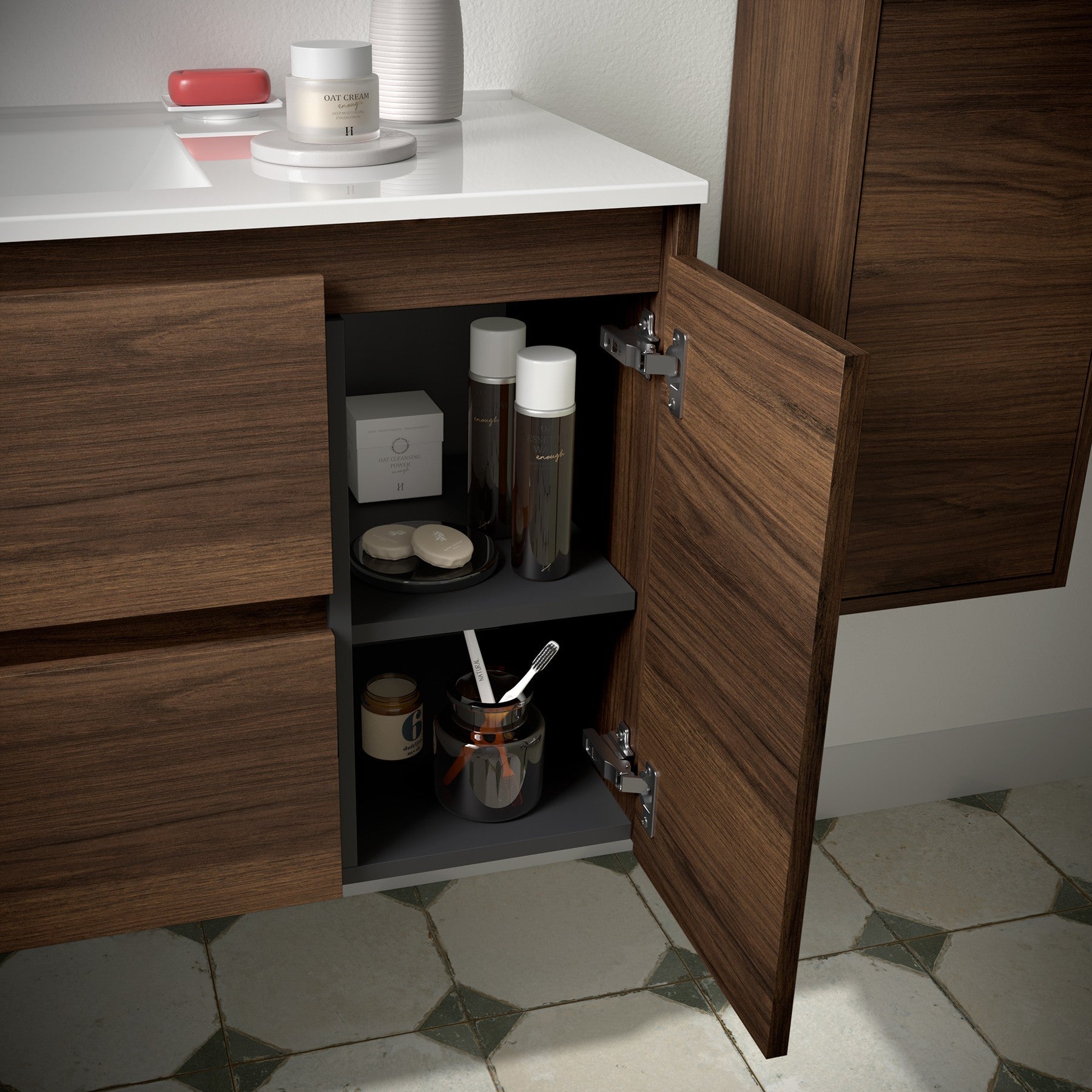 Mueble de baño NOJA 850 2 cajones y 1 puerta derecha - Lavabo - BañoClick