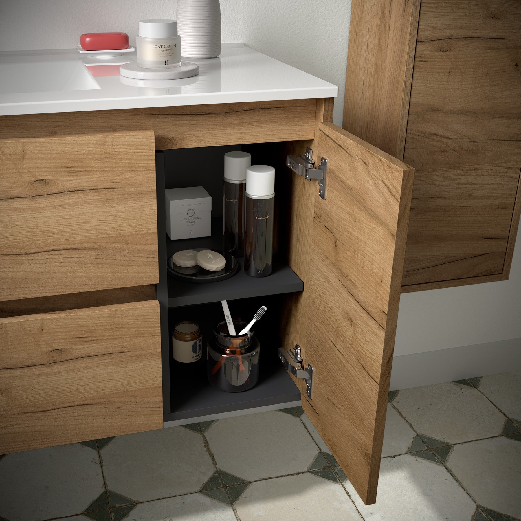 Mueble de baño NOJA 850 2 cajones y 1 puerta derecha - Lavabo - BañoClick